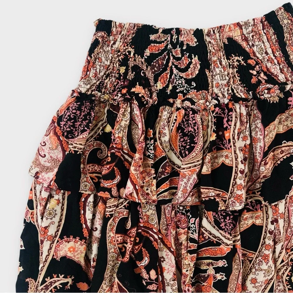 By Anthropologie Myla Tiered Mini Skirt Size XXS Paisley‎ Ruffle A-Line